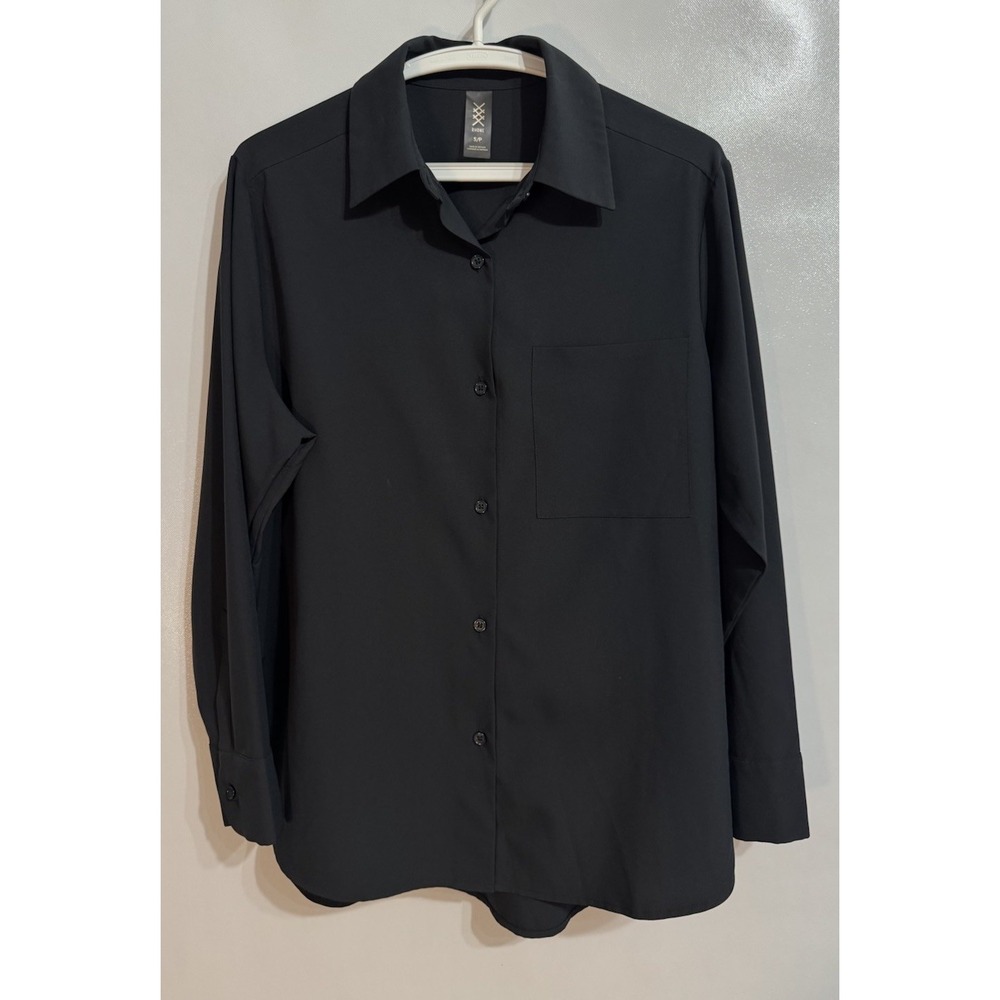 Rhone Small Women's Black Performance Oversized Button Up Shirt Black